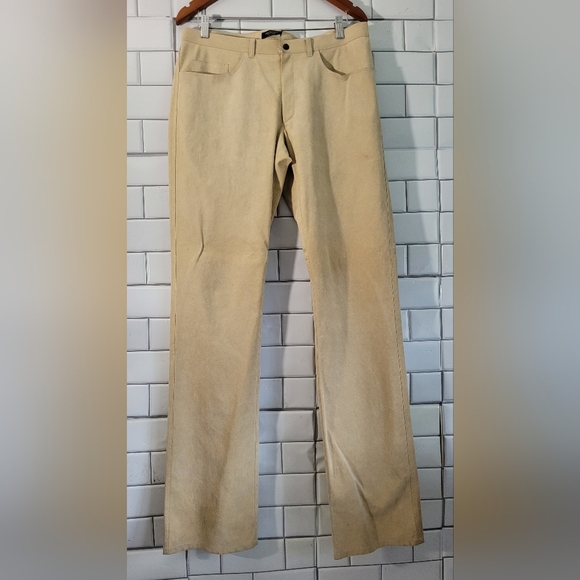 Neil Barrett Made In Italy Mens Light Tan Faux Suede Pant Flat Front Pockets Str - Picture 1 of 11